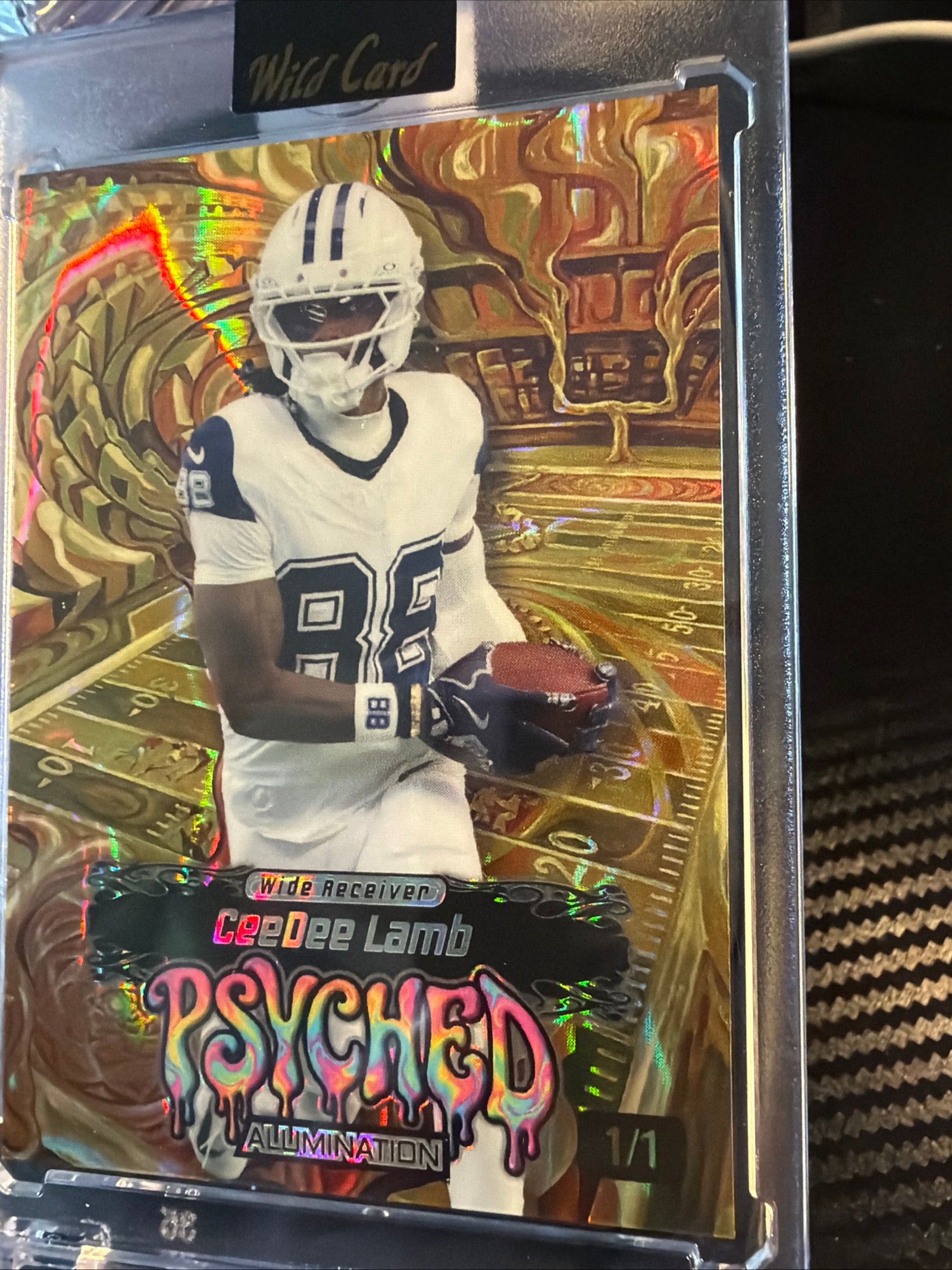 Ceedee Lamb Wild Card (2-card Lot) Golden Age Coming 1/1 Jumbo, Psyched 1/1 Gold