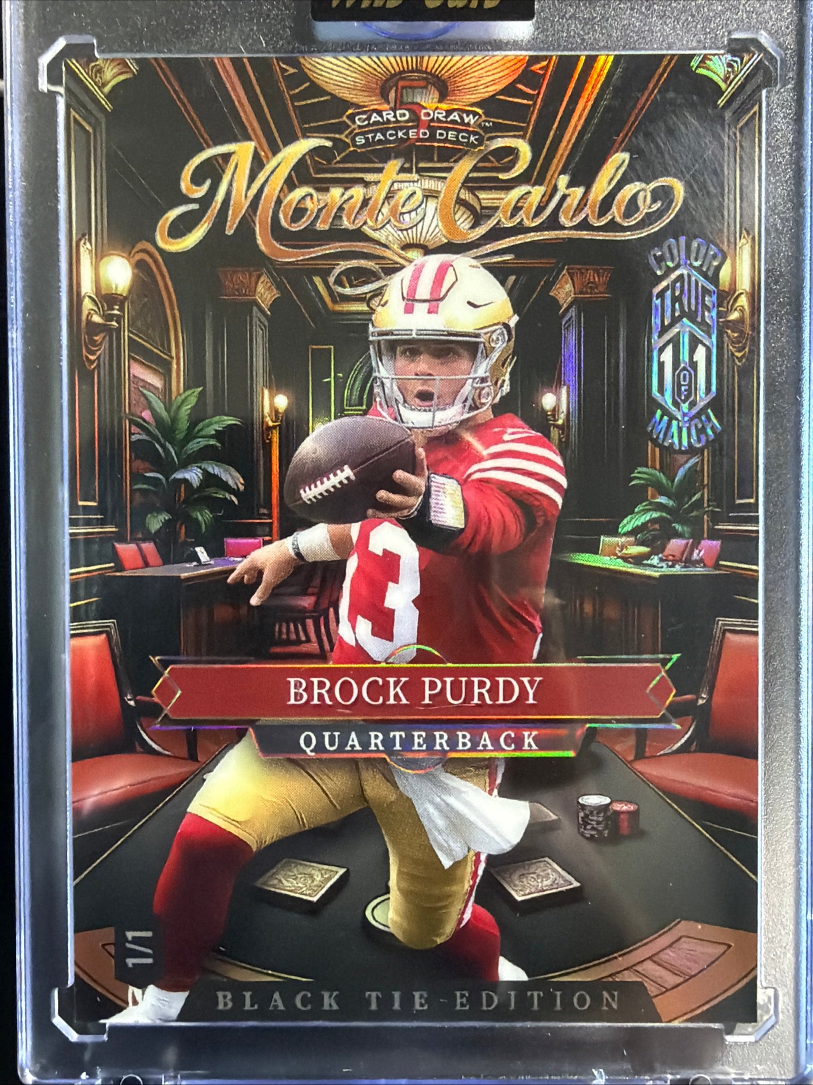 Brock Purdy Wild Card 5 Card Draw Stacked Deck TRUE 1/1 Color Match Monte Carlo