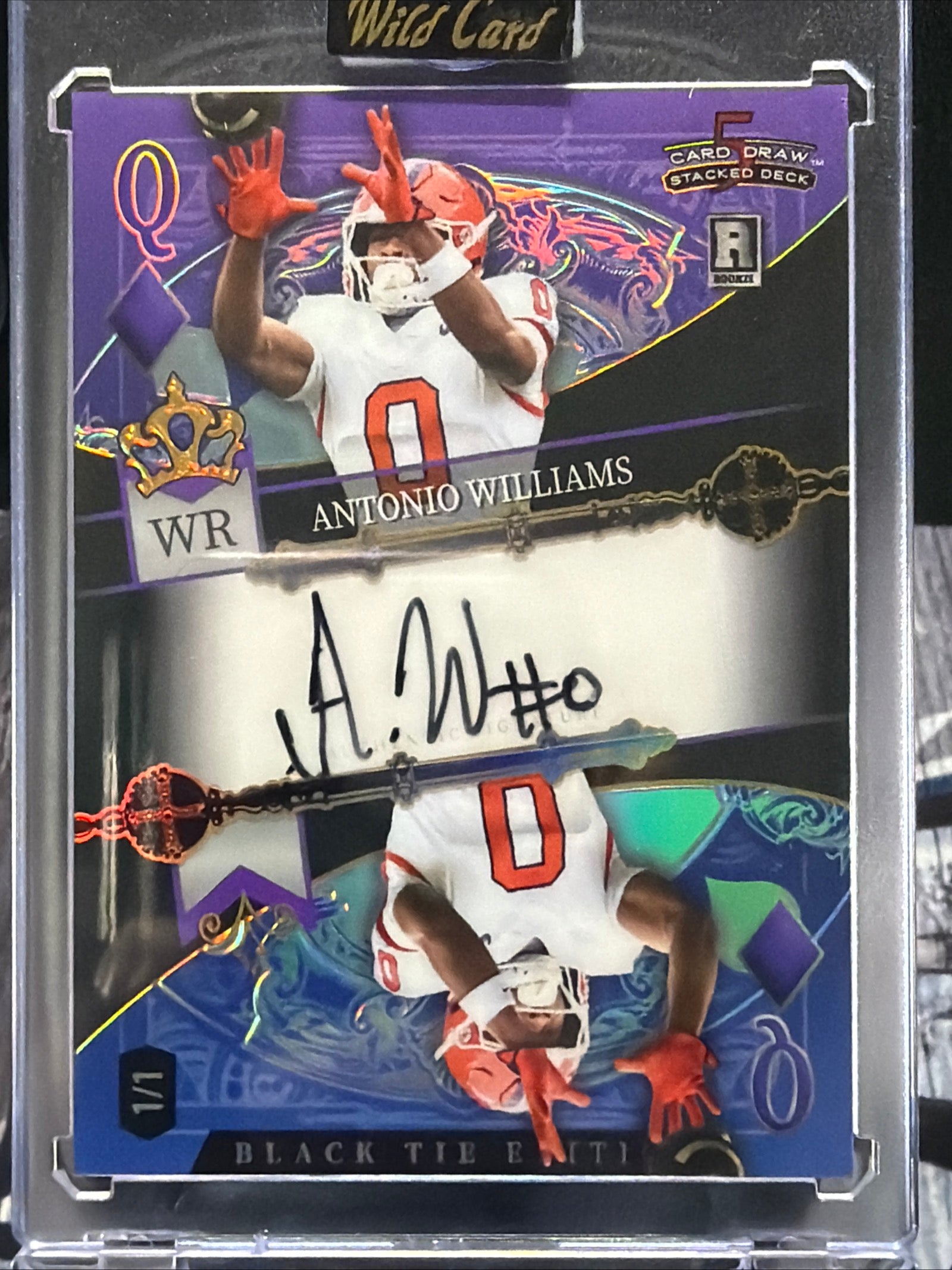 Antonio Williams Wild Card 5 Card Draw Stacked Deck 1/1 Mirrored Auto